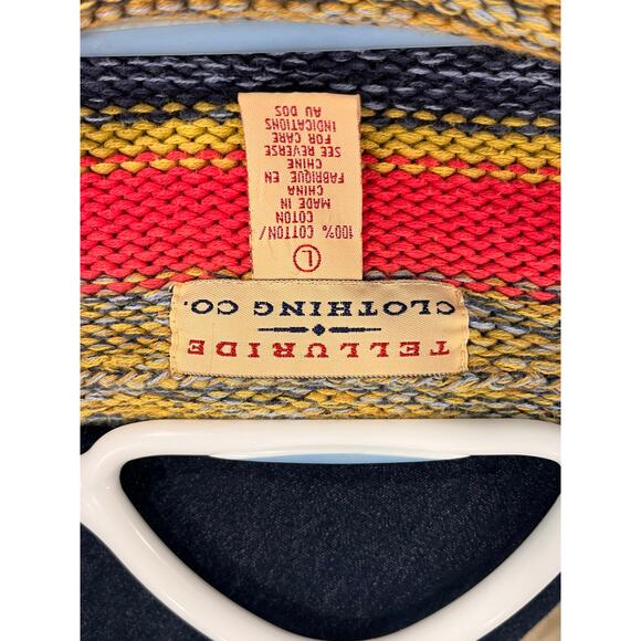 Telluride Clothing Co Striped Cotton Sweater Size LRG Retro Fall Knit Pullover - Picture 5 of 9